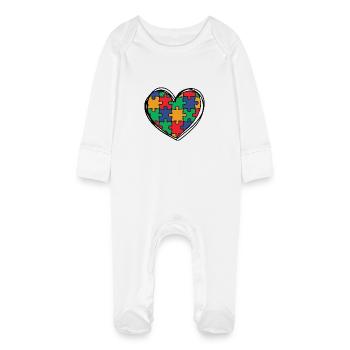 Autism Autistic - Baby Organic Sleepsuit with Scratch Mitts - white - Front
