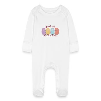 God is good, always - Baby Organic Sleepsuit with Scratch Mitts - white - Front