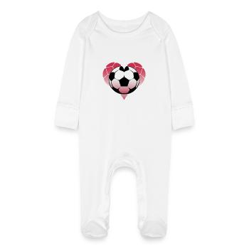 Cœur de football - Grenouillère bio avec gants Bébé - blanc - Devant