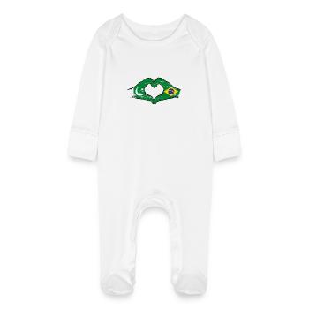 Pakistan Brésil drapeau mains forme de coeur utilisé - Grenouillère bio avec gants Bébé - blanc - Devant