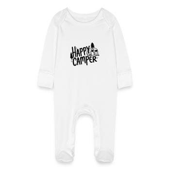 campeur heureux - Grenouillère bio avec gants Bébé - blanc - Devant