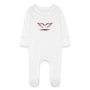 ANGEL WINGS - Baby Organic Sleepsuit with Scratch Mitts - white - Front