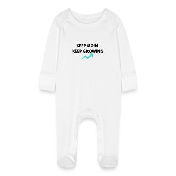 Keep Going Keep Growing | Motivational Quote - Baby Organic Sleepsuit with Scratch Mitts - white - Front