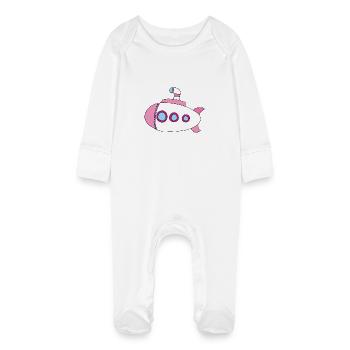 Submarine Pink - Baby Organic Sleepsuit with Scratch Mitts - white - Front