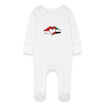 Monaco United Arab Emirates Flag - Baby Organic Sleepsuit with Scratch Mitts - white - Front