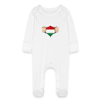 Ungarn Flagge Design used - Baby Bio-Schlafanzug mit Kratzhandschuhen - Weiß - Vorne