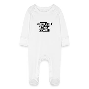 I don't HAVE to drive an OLD car, I WANT to! - Baby Organic Sleepsuit with Scratch Mitts - white - Front