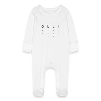 One Life – Eyetest Chart Style - Baby Organic Sleepsuit with Scratch Mitts - white - Front