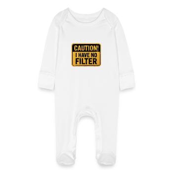Attention je n’ai pas de filtre Drôle Citation honnête - Grenouillère bio avec gants Bébé - blanc - Devant