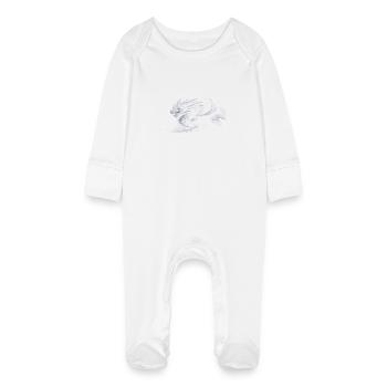 Dragon - Black & White - Baby Organic Sleepsuit with Scratch Mitts - white - Front