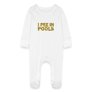 I Pee In Pools - Baby Bio-Schlafanzug mit Kratzhandschuhen - Weiß - Vorne