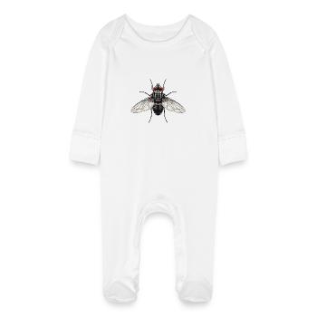 Fly - Baby Organic Sleepsuit with Scratch Mitts - white - Front