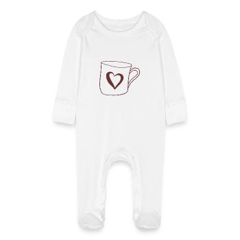 Mug avec coeur - Grenouillère bio avec gants Bébé - blanc - Devant
