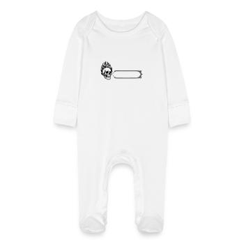 Skull - Surname, first name - Baby Organic Sleepsuit with Scratch Mitts - white - Front
