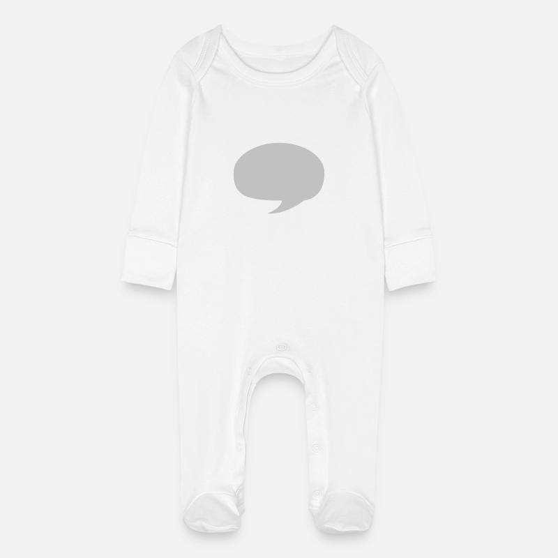Speech bubble - Baby Organic Sleepsuit with Scratch Mitts - white