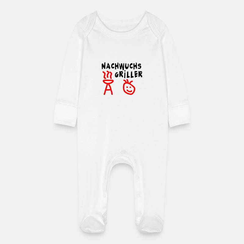Jeune Griller_01_2farb - Grenouillère bio avec gants Bébé - blanc