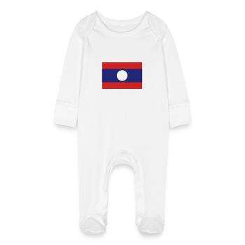 Laos - drapeau - Grenouillère bio avec gants Bébé - blanc - Devant