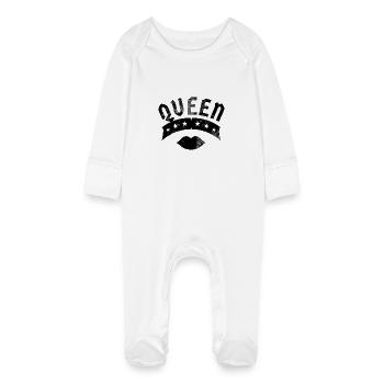 Queen - Baby Organic Sleepsuit with Scratch Mitts - white - Front