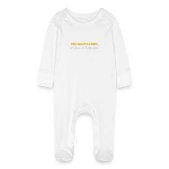 Procrastinators: Leaders Of Tomorrow! - Baby Organic Sleepsuit with Scratch Mitts - white - Front