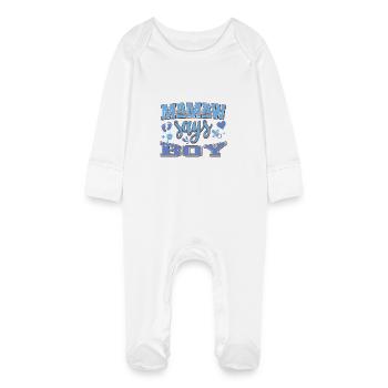 Mamaw dit garçon grossesse annonce fête de bébé - Grenouillère bio avec gants Bébé - blanc - Devant