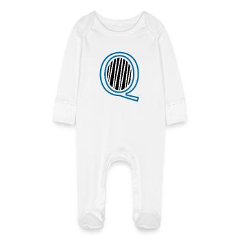 Letter Q - Baby Organic Sleepsuit with Scratch Mitts - white - Front