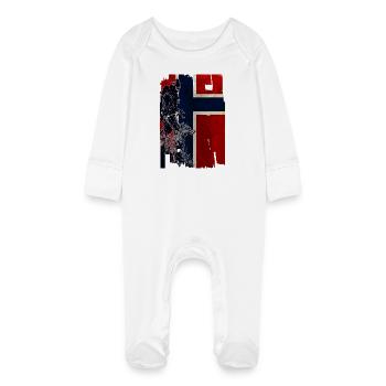 Wikinger Wolf Norwegen - Baby Bio-Schlafanzug mit Kratzhandschuhen - Weiß - Vorne