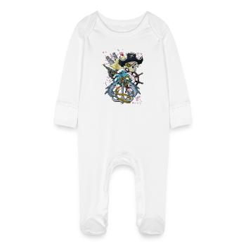 Crâne de pirate - Grenouillère bio avec gants Bébé - blanc - Devant