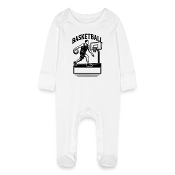 Basketteur - Nom prénom - Grenouillère bio avec gants Bébé - blanc - Devant