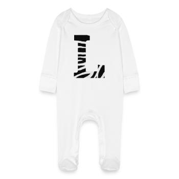 Lettre l zèbre - Grenouillère bio avec gants Bébé - blanc - Devant