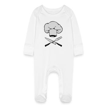cuisinier design couteau fourchette de chapeau de - Grenouillère bio avec gants Bébé - blanc - Devant