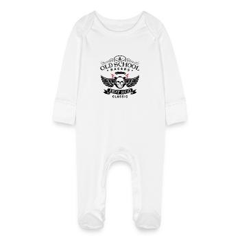 Oldschool Hot Rod Racing - Baby Bio-Schlafanzug mit Kratzhandschuhen - Weiß - Vorne