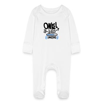 Onkel 2023 - Onkel werden - Onkel loading 2023 - Baby Bio-Schlafanzug mit Kratzhandschuhen - Weiß - Vorne