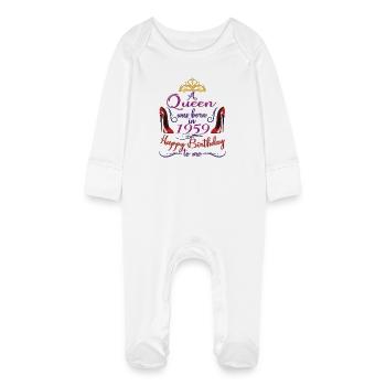 1959 65th Birthday For Women Queen 65 Years Old - Baby Organic Sleepsuit with Scratch Mitts - white - Front