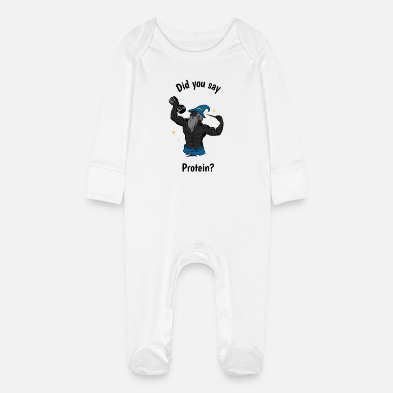 Vous avez dit protéines ? - Grenouillère bio avec gants Bébé - blanc