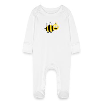 Funny Sweet Bee - Baby Bio-Schlafanzug mit Kratzhandschuhen - Weiß - Vorne