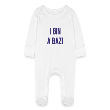 I bin a Bazi – Bayerischer Spruch mit Humor - Baby Bio-Schlafanzug mit Kratzhandschuhen - Weiß - Vorne