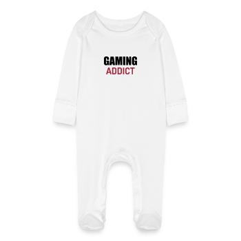 Gaming Gamer Video Game Player Geek - Baby Organic Sleepsuit with Scratch Mitts - white - Front