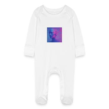 Futuristischer Kopf im Digital Stil - Baby Bio-Schlafanzug mit Kratzhandschuhen - Weiß - Vorne