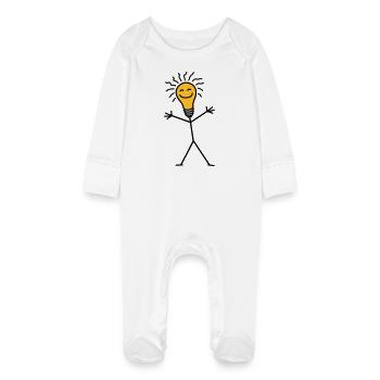 Light Bulb - Baby Organic Sleepsuit with Scratch Mitts - white - Front
