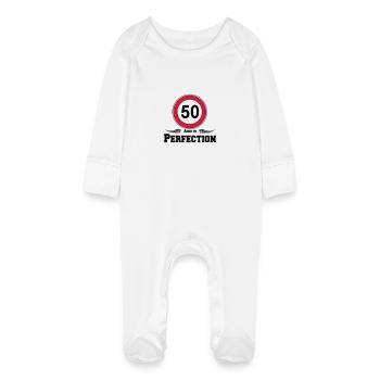 50.Geburtstag , 50 Aged to Perfection .. (25) - Baby Organic Sleepsuit with Scratch Mitts - white - Front
