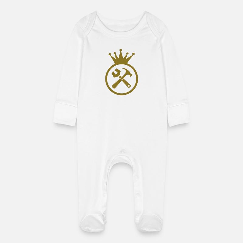 manoeuvre / chantier / bâtiment / ouvrier - Grenouillère bio avec gants Bébé - blanc