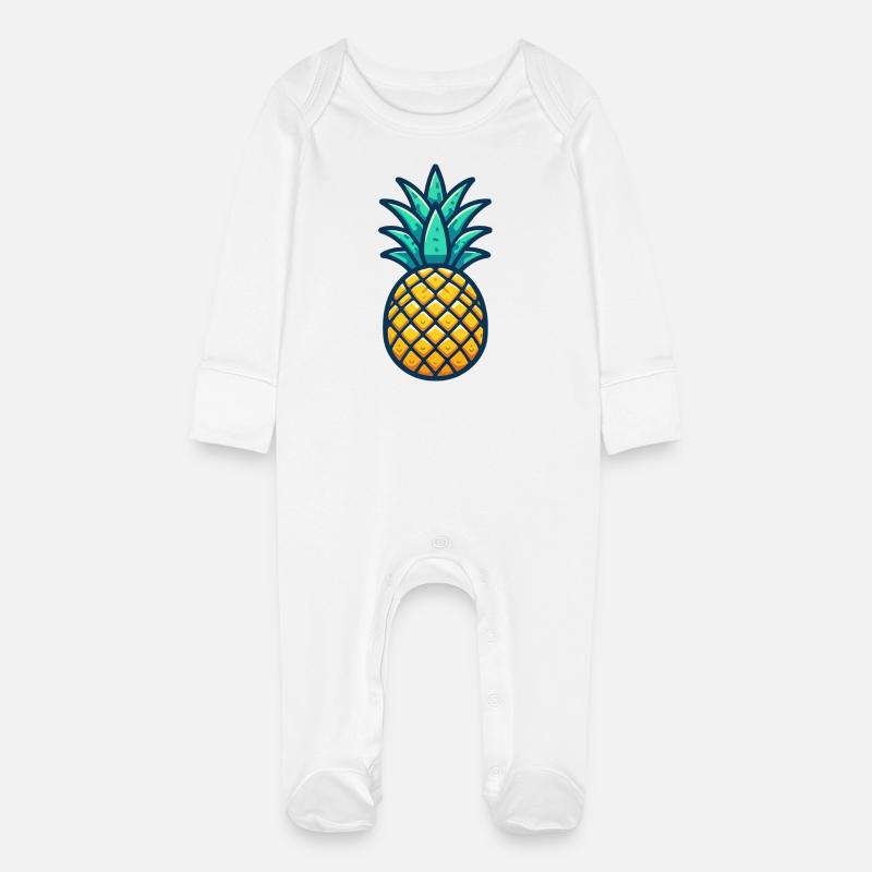 Ananas - Grenouillère bio avec gants Bébé - blanc