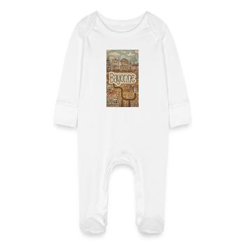 Bayonne Paysage urbain fantaisiste France - Grenouillère bio avec gants Bébé - blanc - Devant