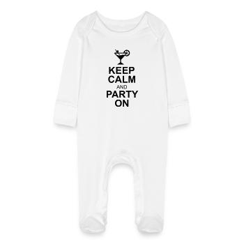 keep calm and party on - Baby Bio-Schlafanzug mit Kratzhandschuhen - Weiß - Vorne