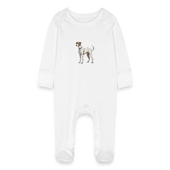 Greyhound Hund - Baby Bio-Schlafanzug mit Kratzhandschuhen - Weiß - Vorne