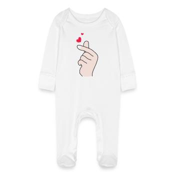 Finger hearts 2 - Baby Organic Sleepsuit with Scratch Mitts - white - Front
