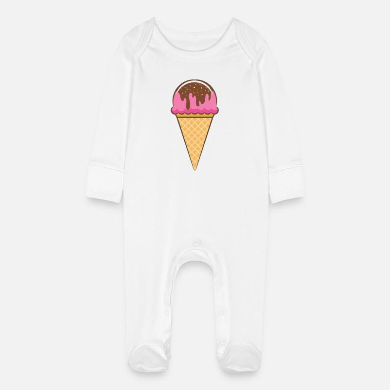 Ich mag Eis - Baby Bio-Schlafanzug mit Kratzhandschuhen - Weiß