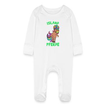 Horses Pony Icelandic Horses Icelandic Quote Horse Fan - Baby Organic Sleepsuit with Scratch Mitts - white - Front
