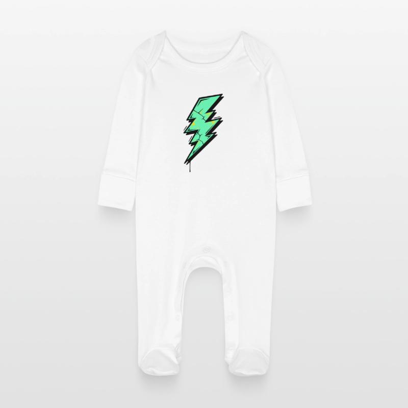 Style Éclair Éclair Abstrait Grenouillère bio avec gants Bébé