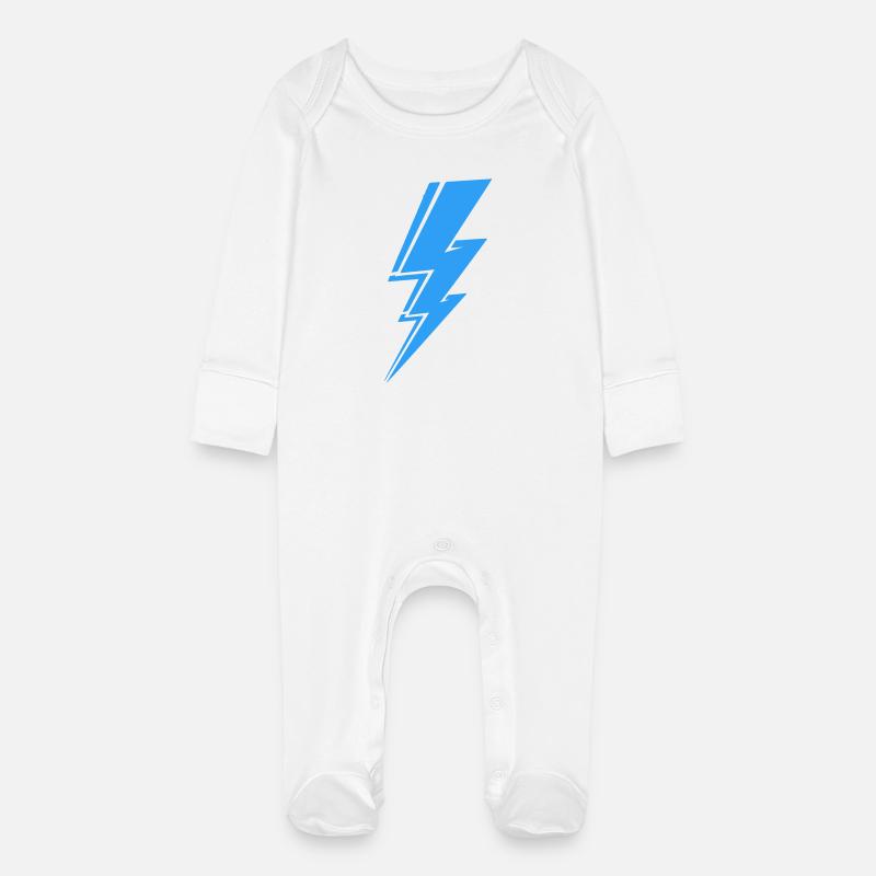 Éclair en bleu moderne - Grenouillère bio avec gants Bébé - blanc